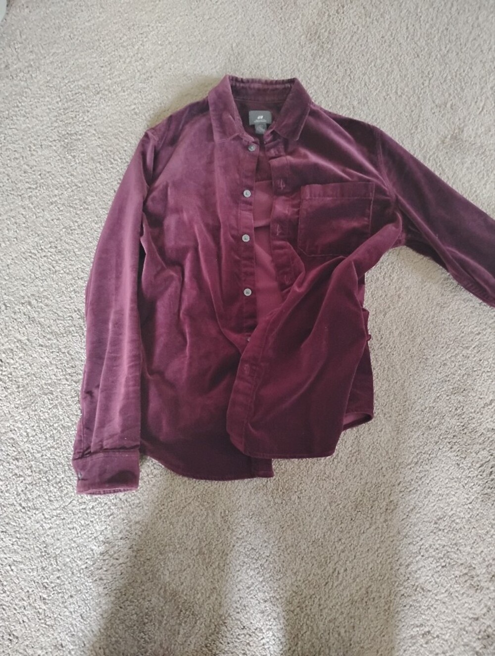 H&M Burgundy Velvet Dress Shirt
